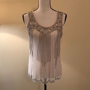 Sheer beaded tank top